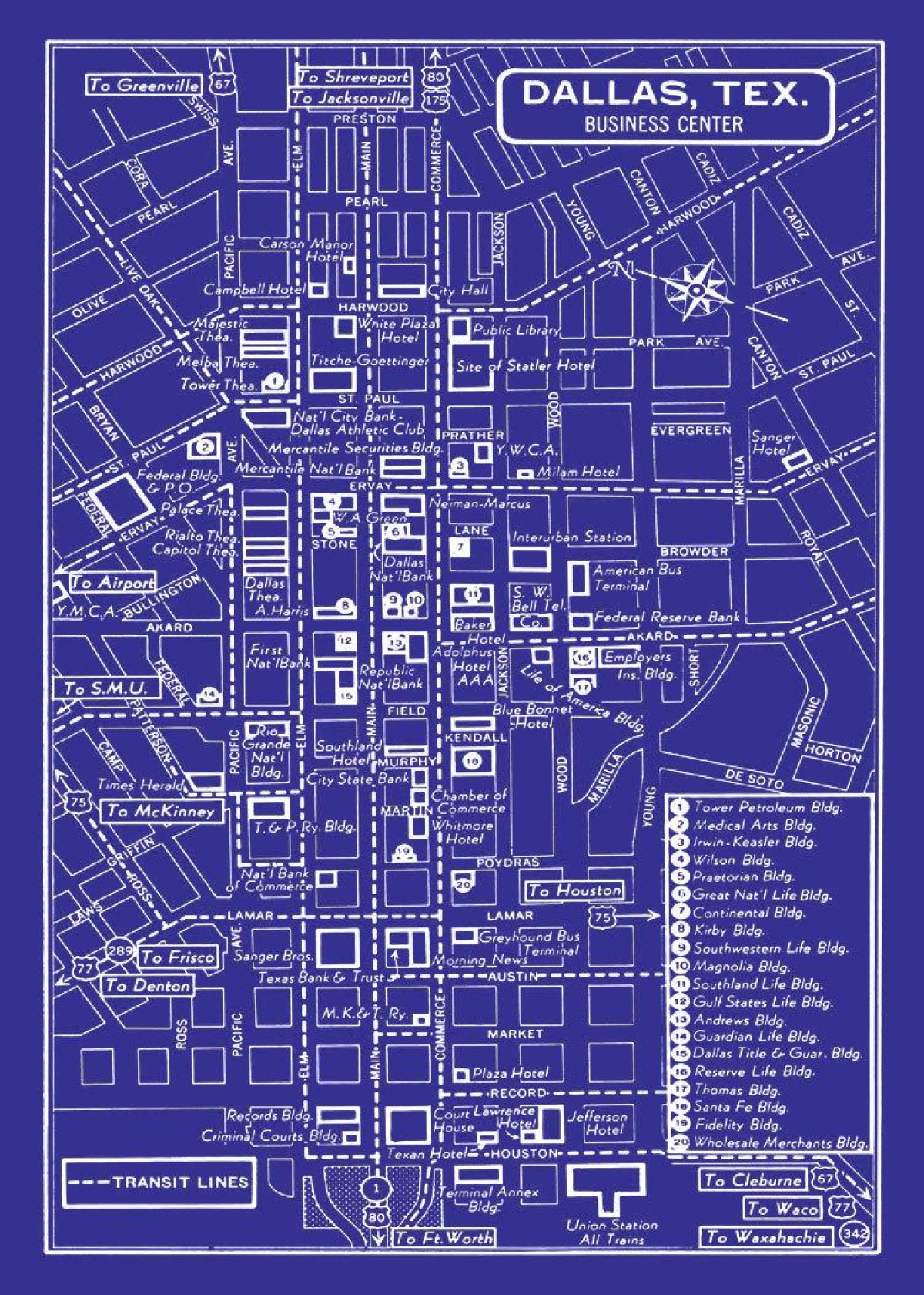 خريطة وسط مدينة دالاس