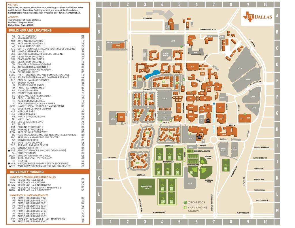 جامعة تكساس دالاس خريطة