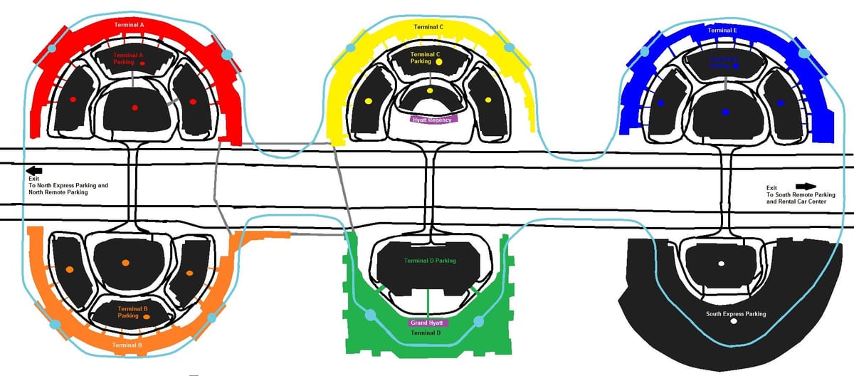 DFW airport terminal ج خريطة